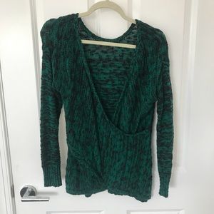 Wear multiple ways! Green and black knit sweater